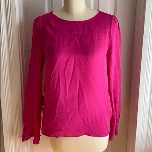 J. Crew magenta silk shirt